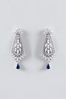 White Finish Zircon & Blue Stone Necklace Set