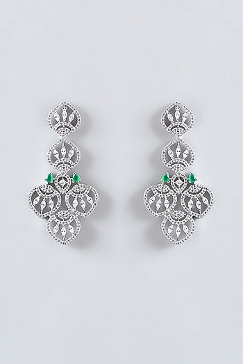 White Finish Faux Diamond Necklace Set