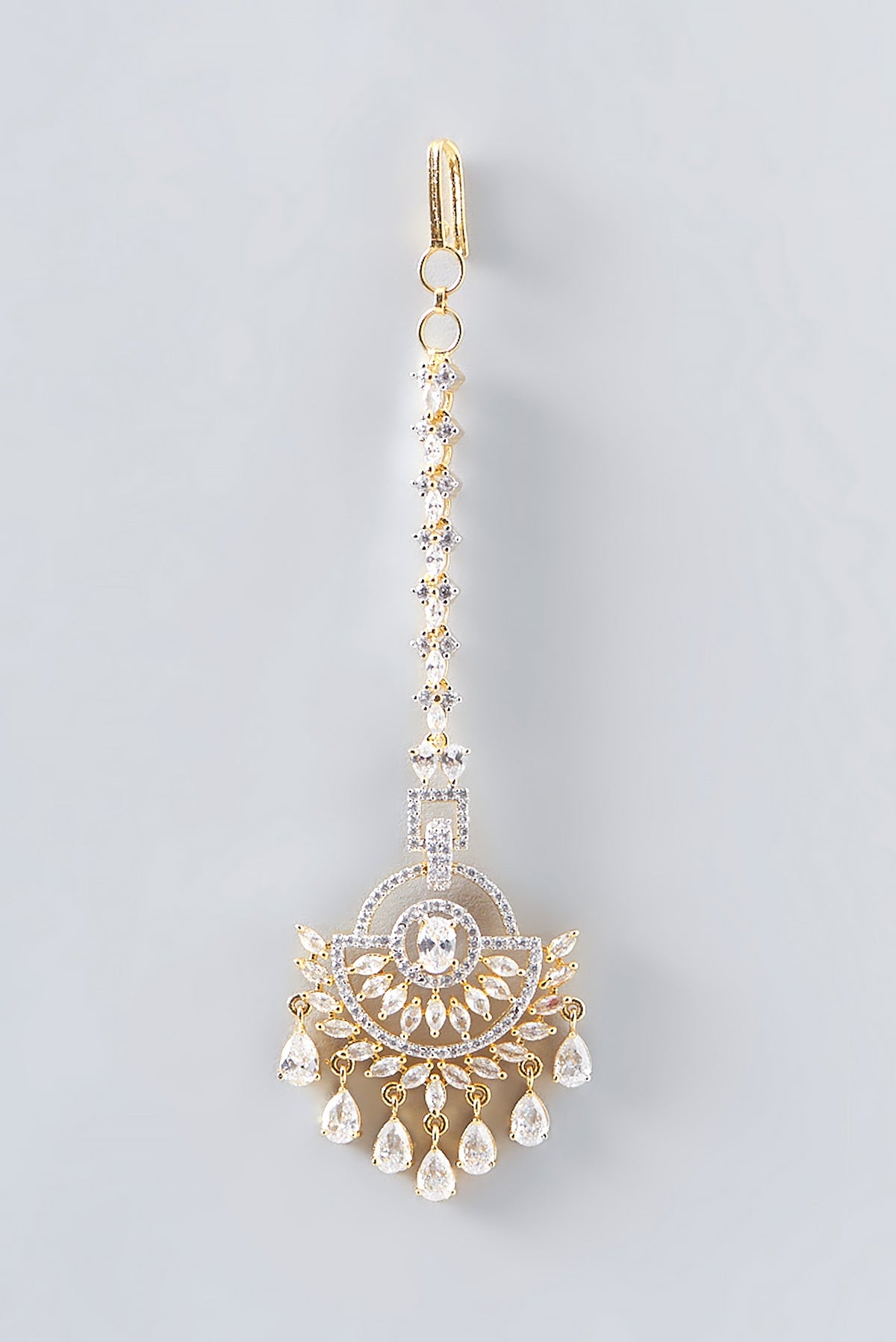 Gold Finish Faux Diamond & Pearl Maangtikka