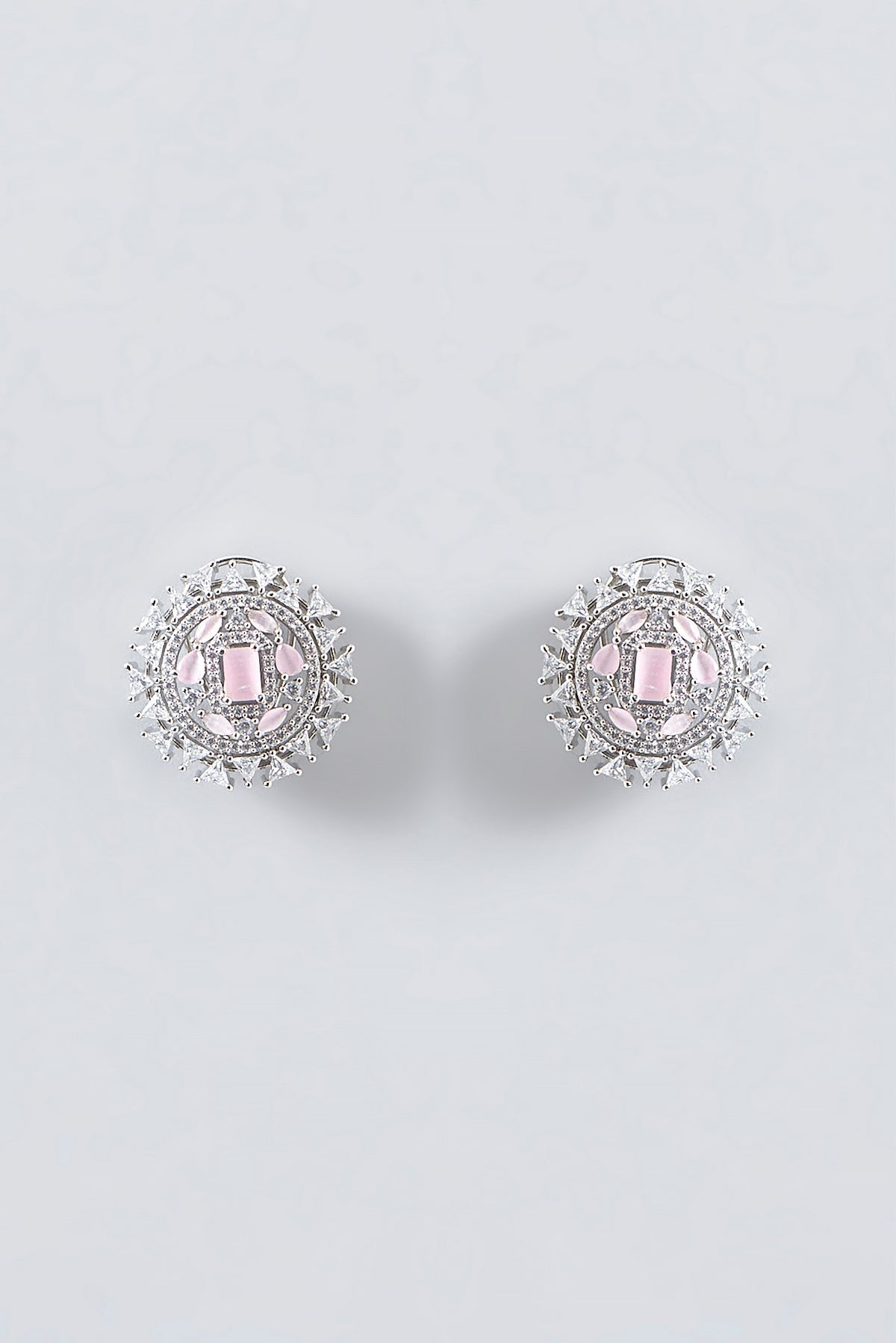White Finish Faux Diamond Stud Earrings