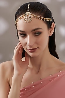 Gold Finish Faux Diamond & Zircon Mathapatti