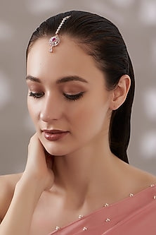 Rose Gold Finish Faux Diamond Maangtikka