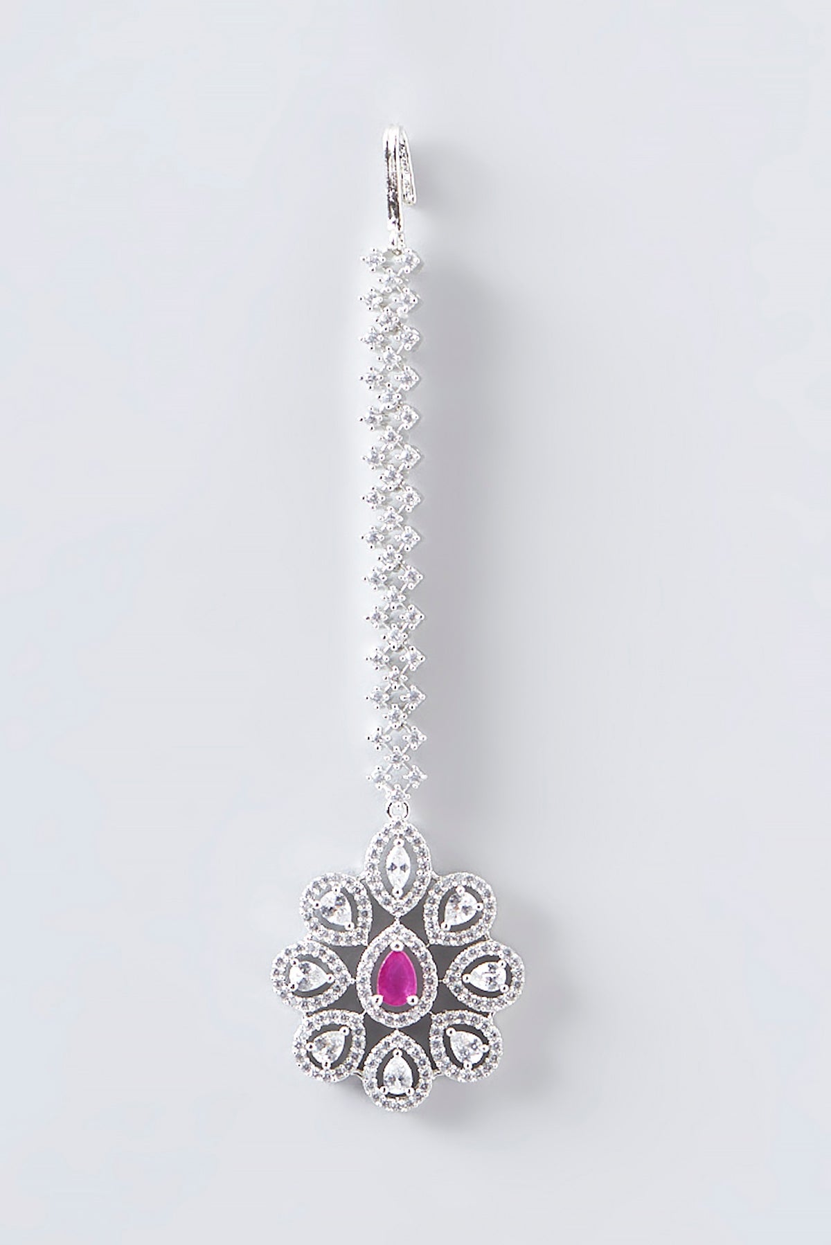 White Finish Faux Diamond Maangtikka