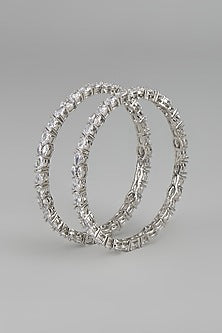 White Finish Zircon Bangles (Set Of 2)