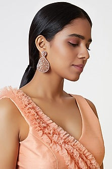 Rose Gold Finish Diamond Earrings