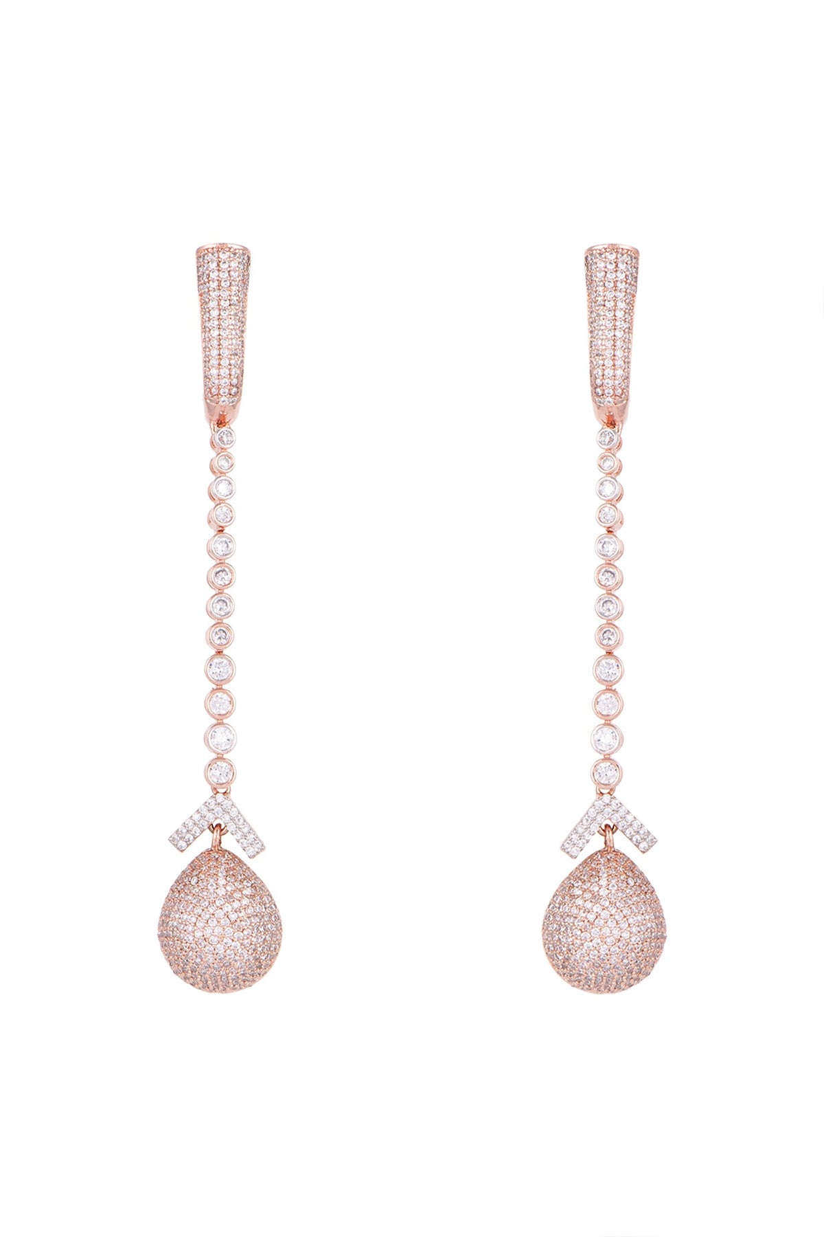 Rose Gold Finish Long Dangler Earrings