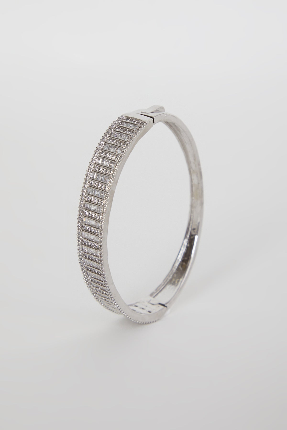 White Finish Bracelet With Faux Diamond
