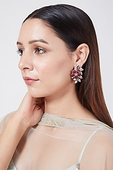 Black Rhodium Finish Diamond & Pearl Earrings