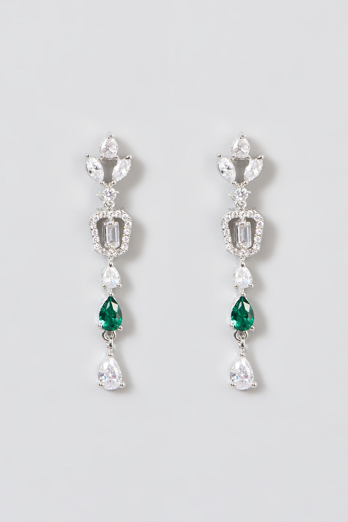 White Finish Green Zircon Necklace Set