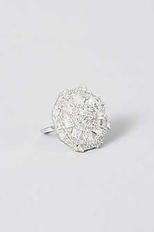 White Finish Faux Diamond Ring