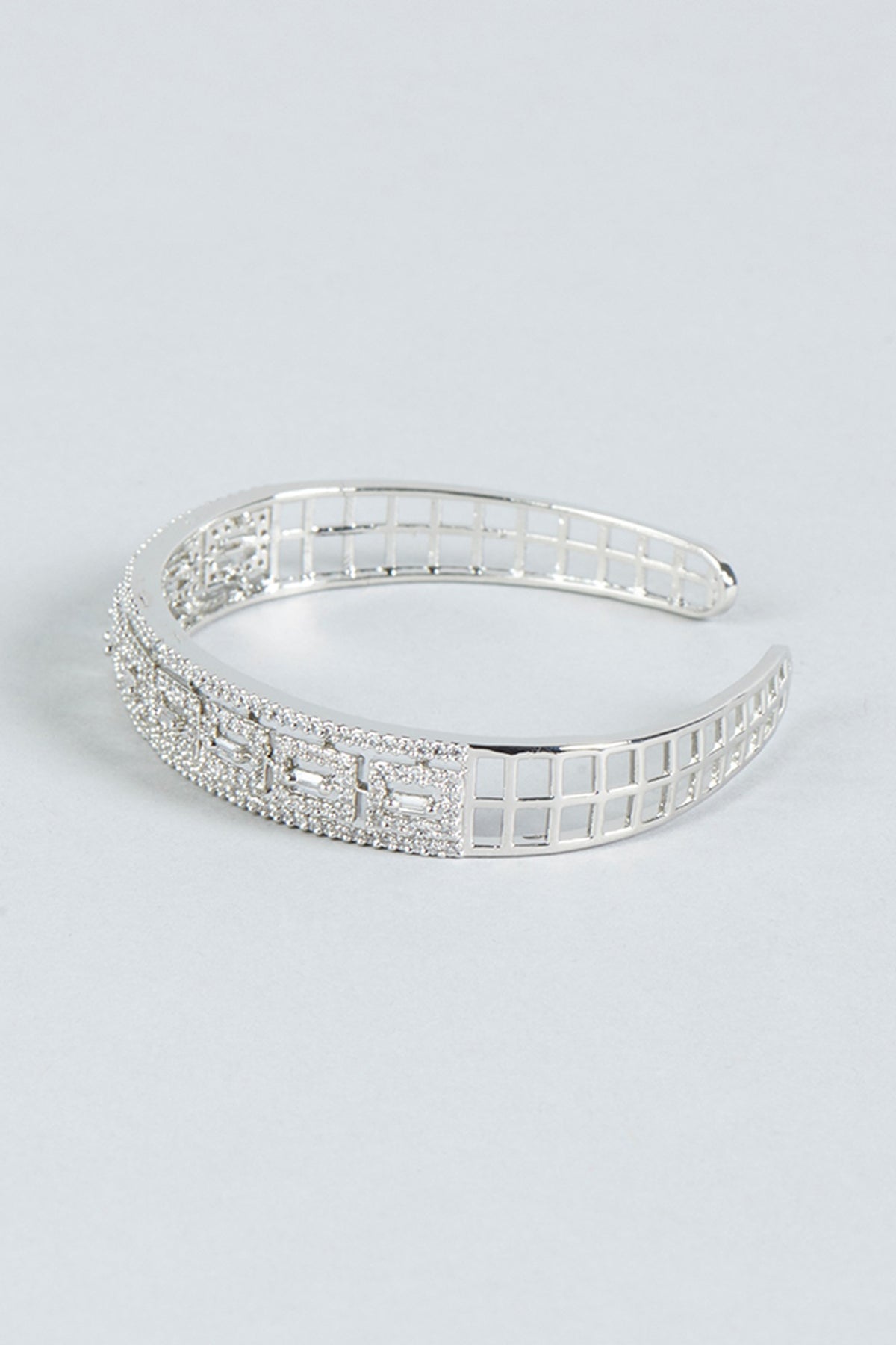White Finish Faux Diamond Bracelet