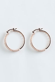 Rose Gold Finish Zircon Hoop Earrings