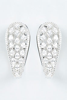 White Finish Zircon Stud Earrings