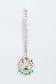 Rose Gold Finish Mixed Metal Maang Tikka