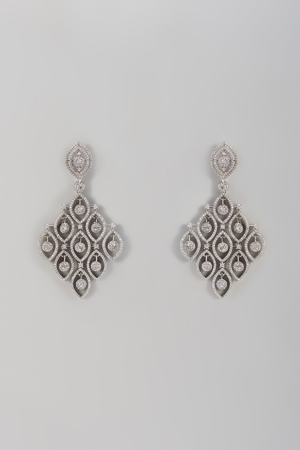White Finish Zircon Dangler Earrings