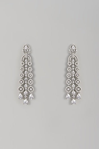 White Finish Zircon Dangler Earrings