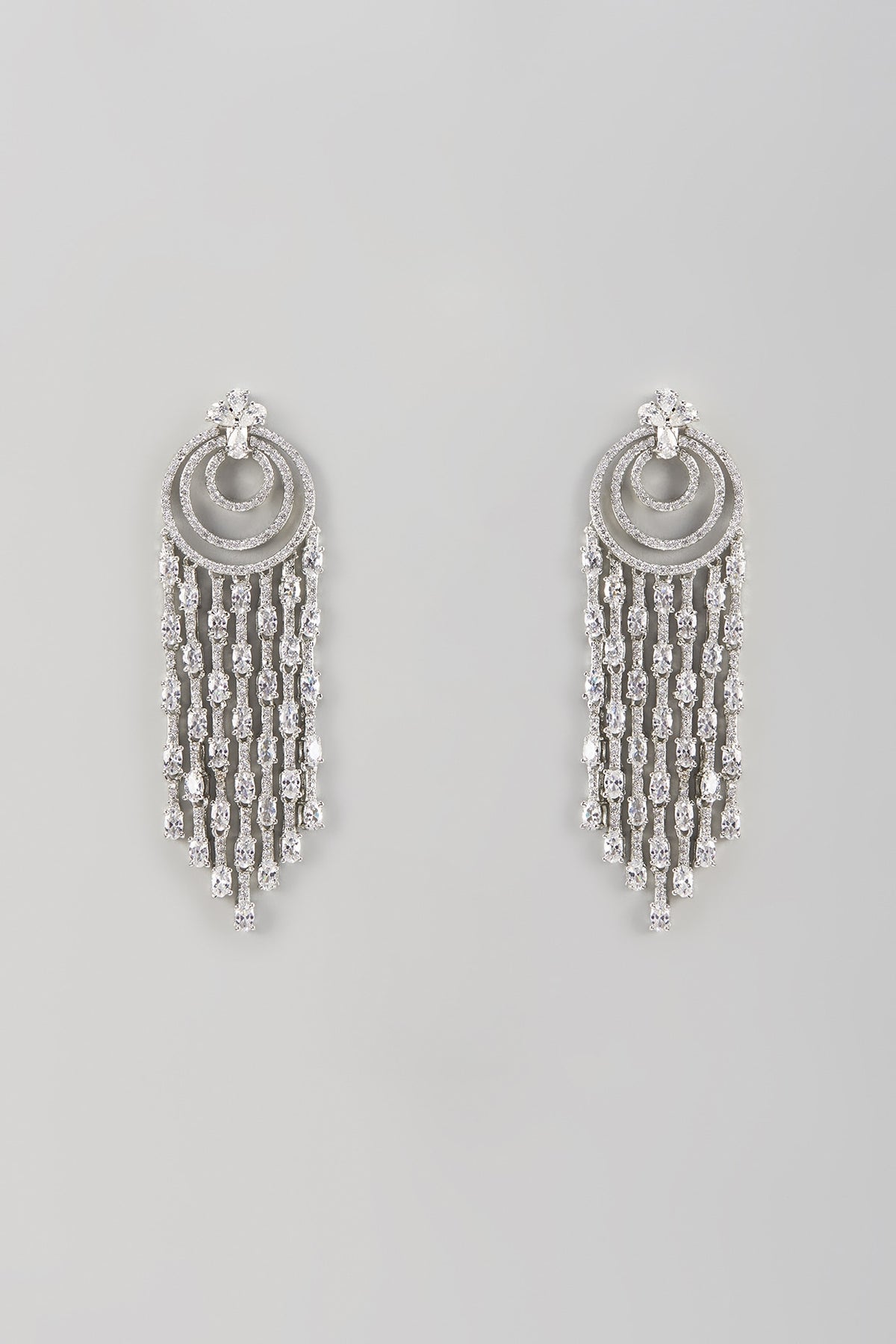 White Finish Zircon Dangler Earrings