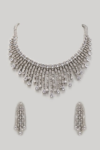White Finish Zircon Necklace Set
