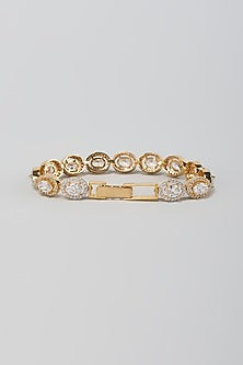 Gold Finish Zircon Openable Bracelet