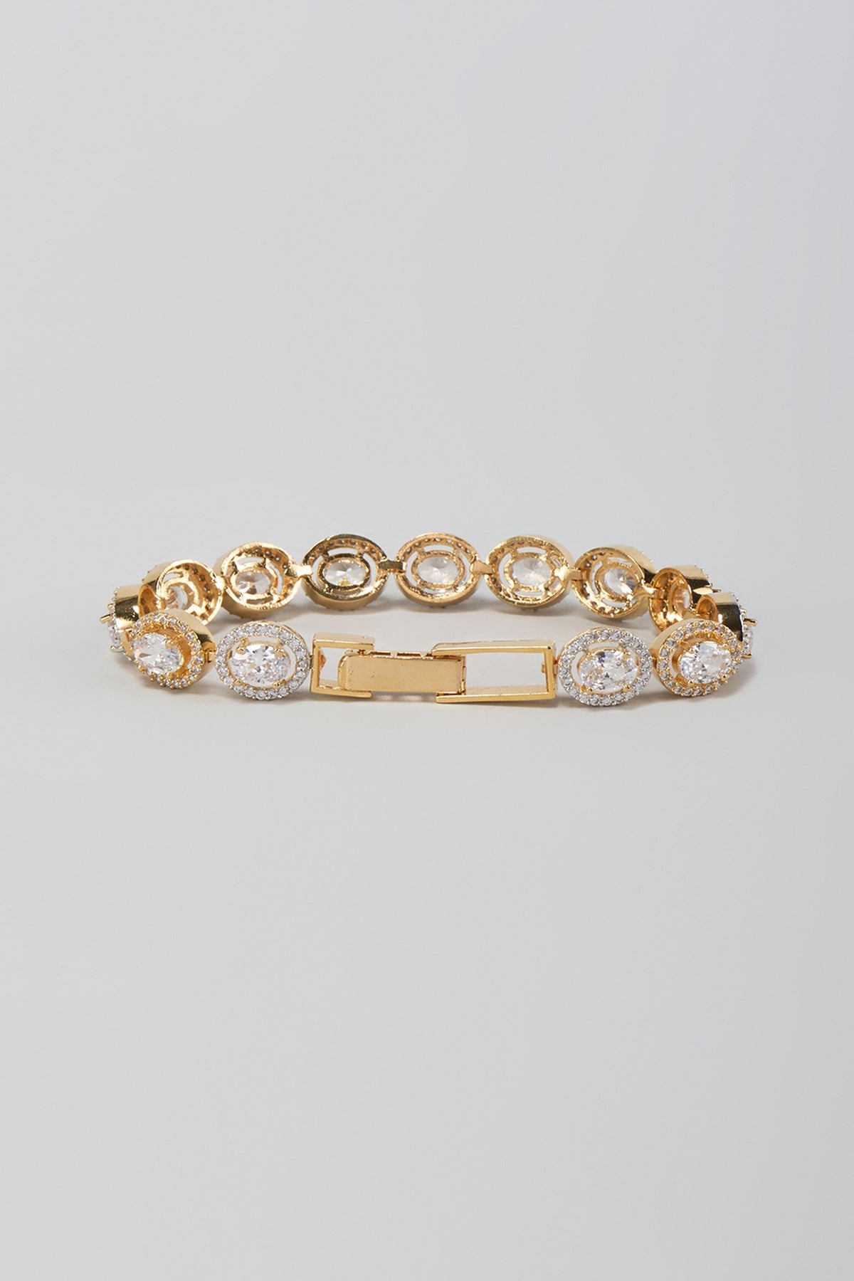 Gold Finish Zircon Openable Bracelet