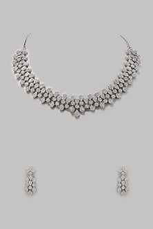 White Finish Zircon Necklace Set