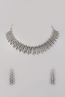 White Finish Zircon Necklace Set