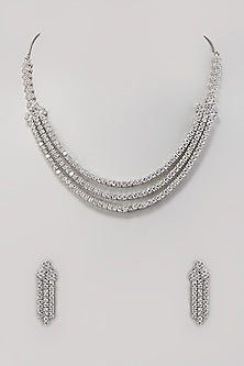 White Finish Zircon Necklace Set