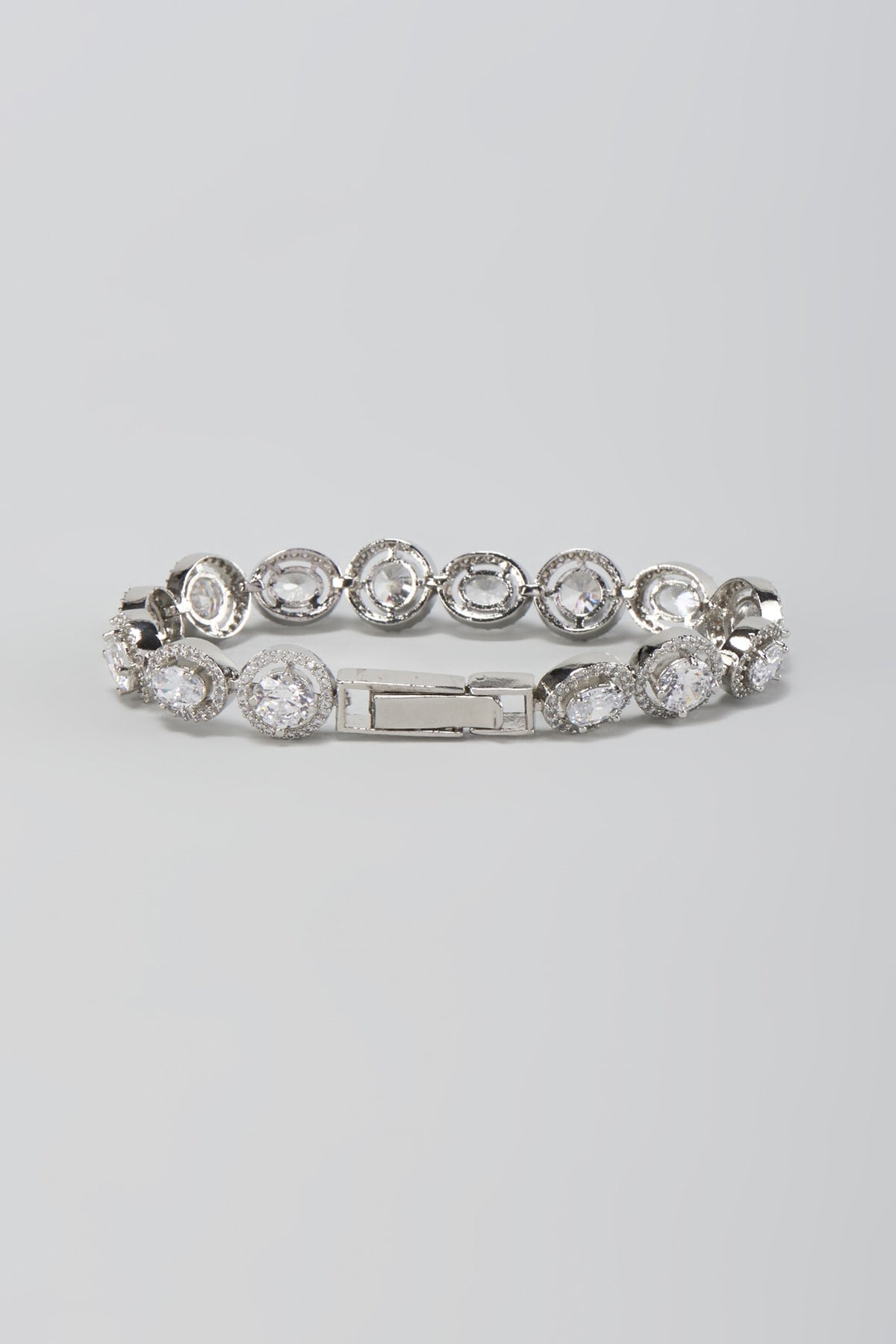 White Finish Faux Diamond Openable Bracelet