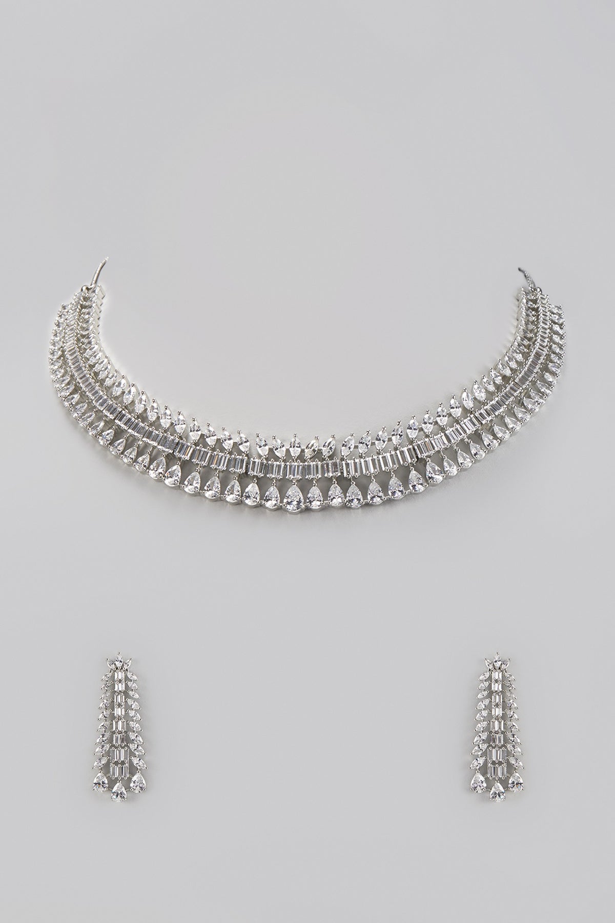 White Finish Zircon Necklace Set