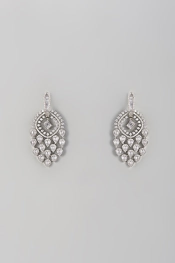White Finish Zircon Dangler Earrings