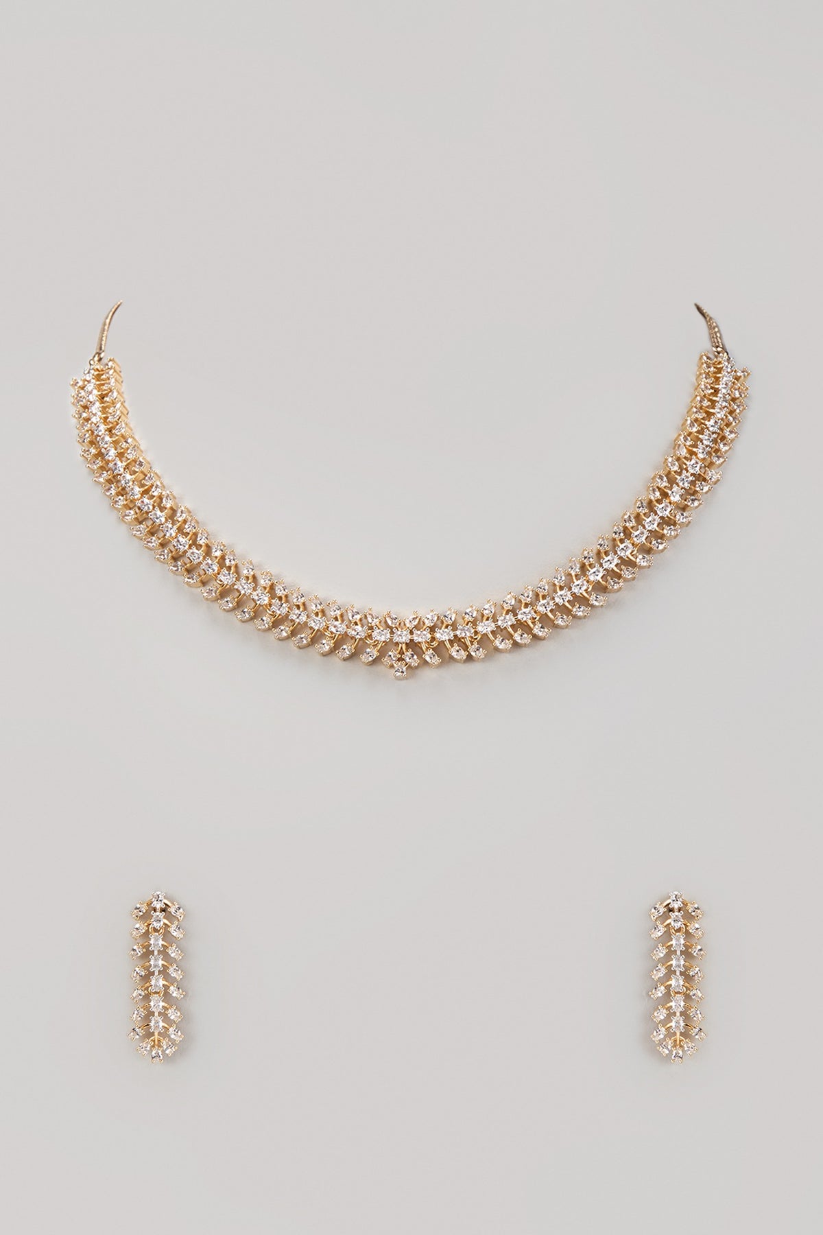 Two-Tone Finish Zircon Necklace Set
