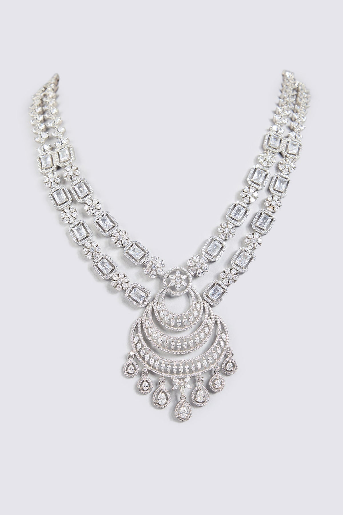 White Finish Synthetic Stone Necklace