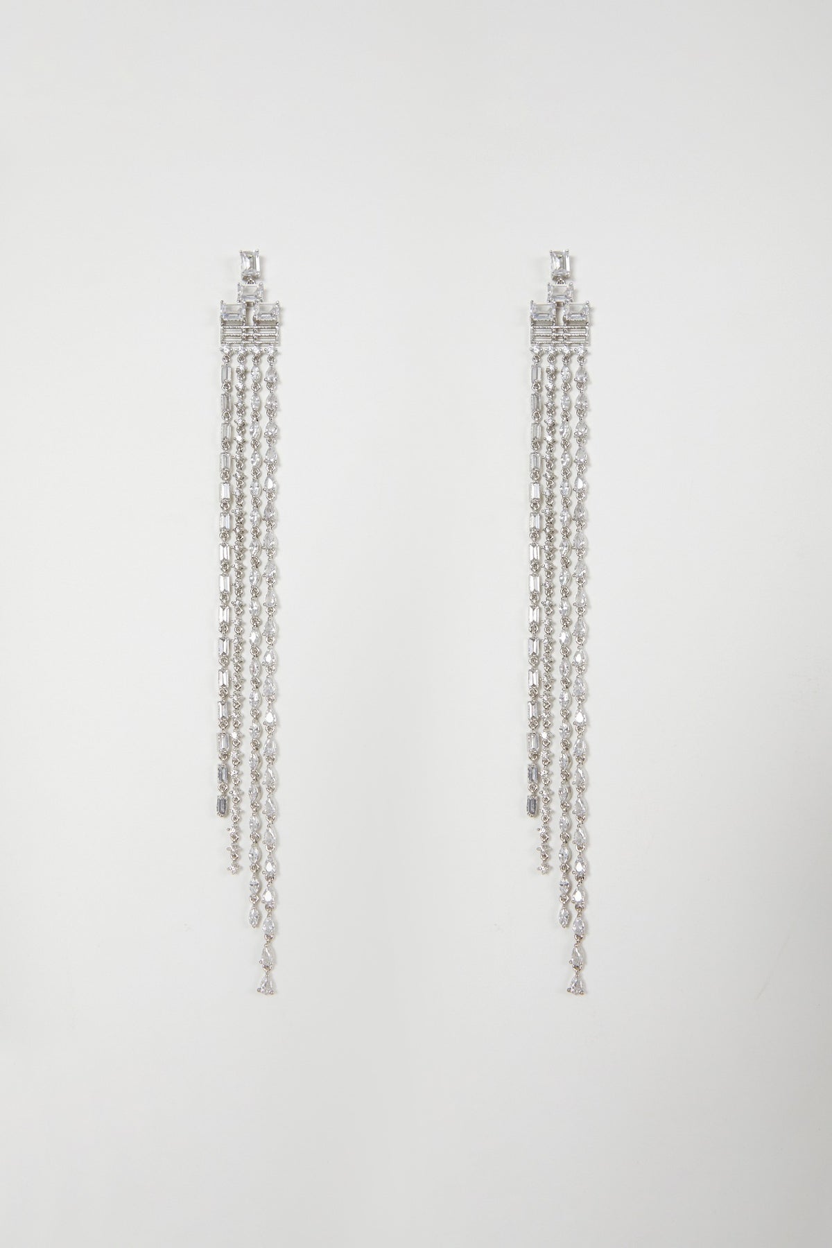 White Finish Diamond Dangler Earrings