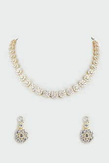 Gold Finish Faux Diamond Necklace Set