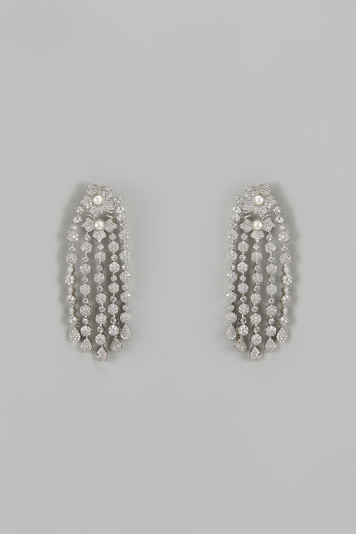 White Finish Zircon Dangler Earrings