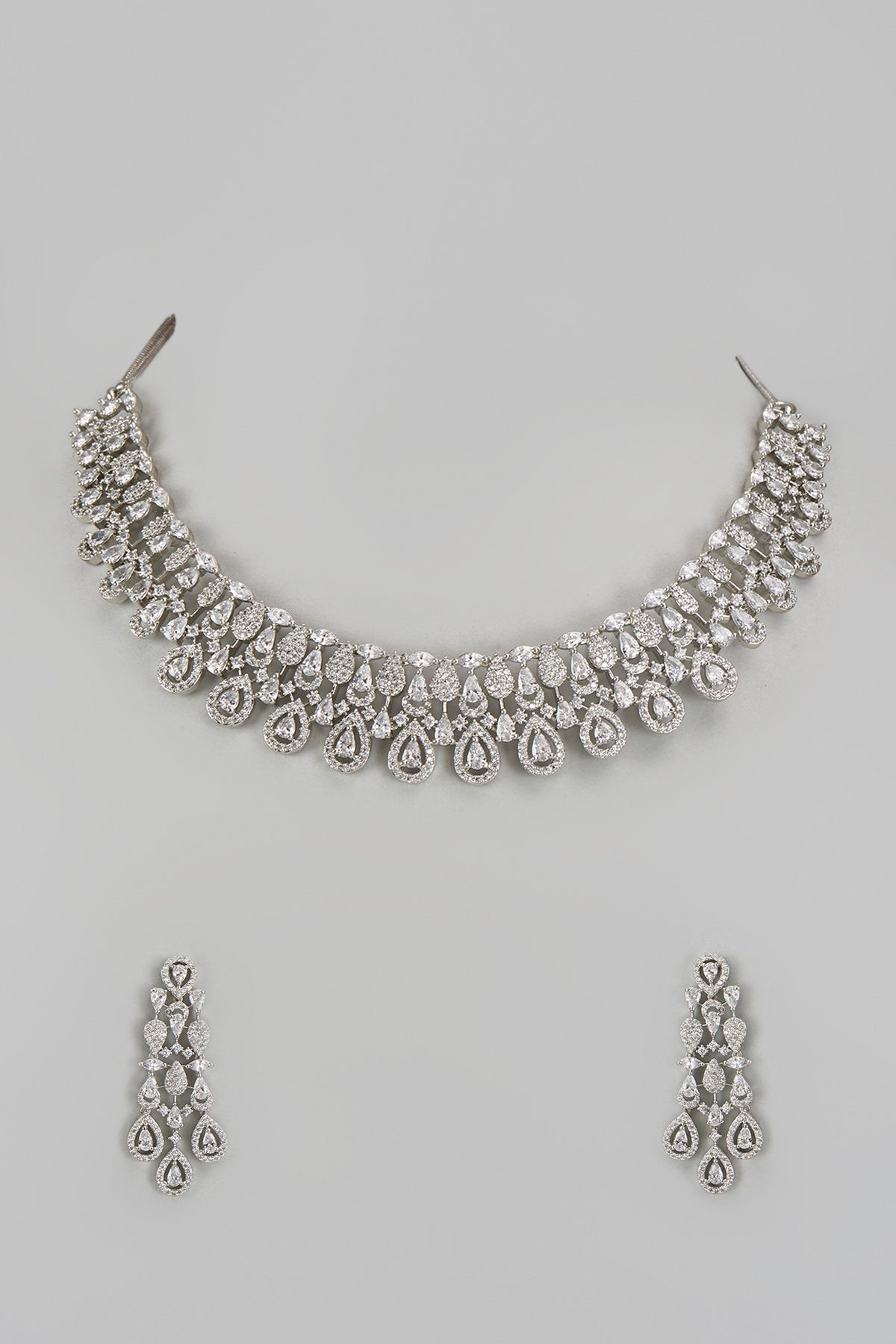 White Finish Zircon Necklace Set