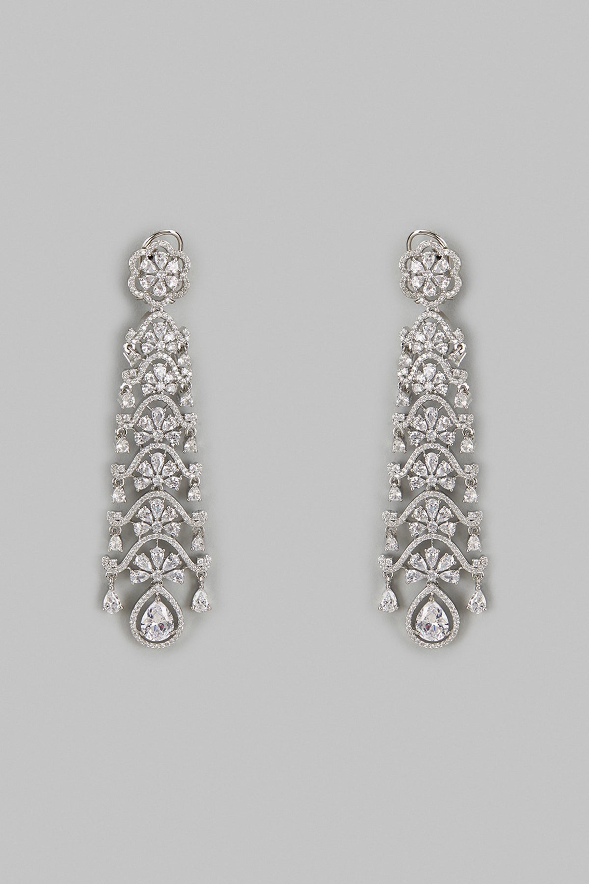 White Finish Zircon Dangler Earrings