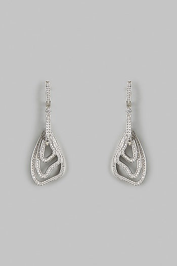 White Finish Zircon Dangler Earrings