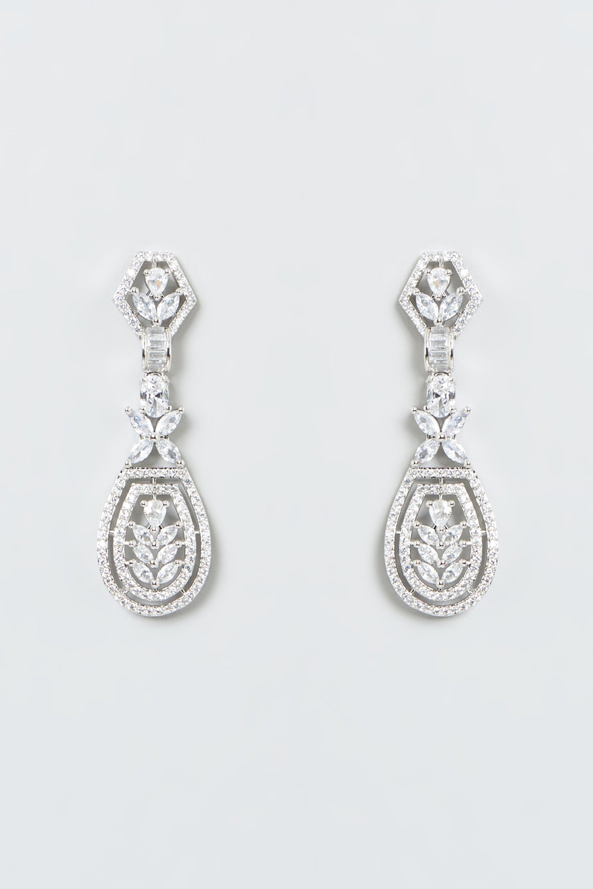 White Finish Zircon Dangler Earrings