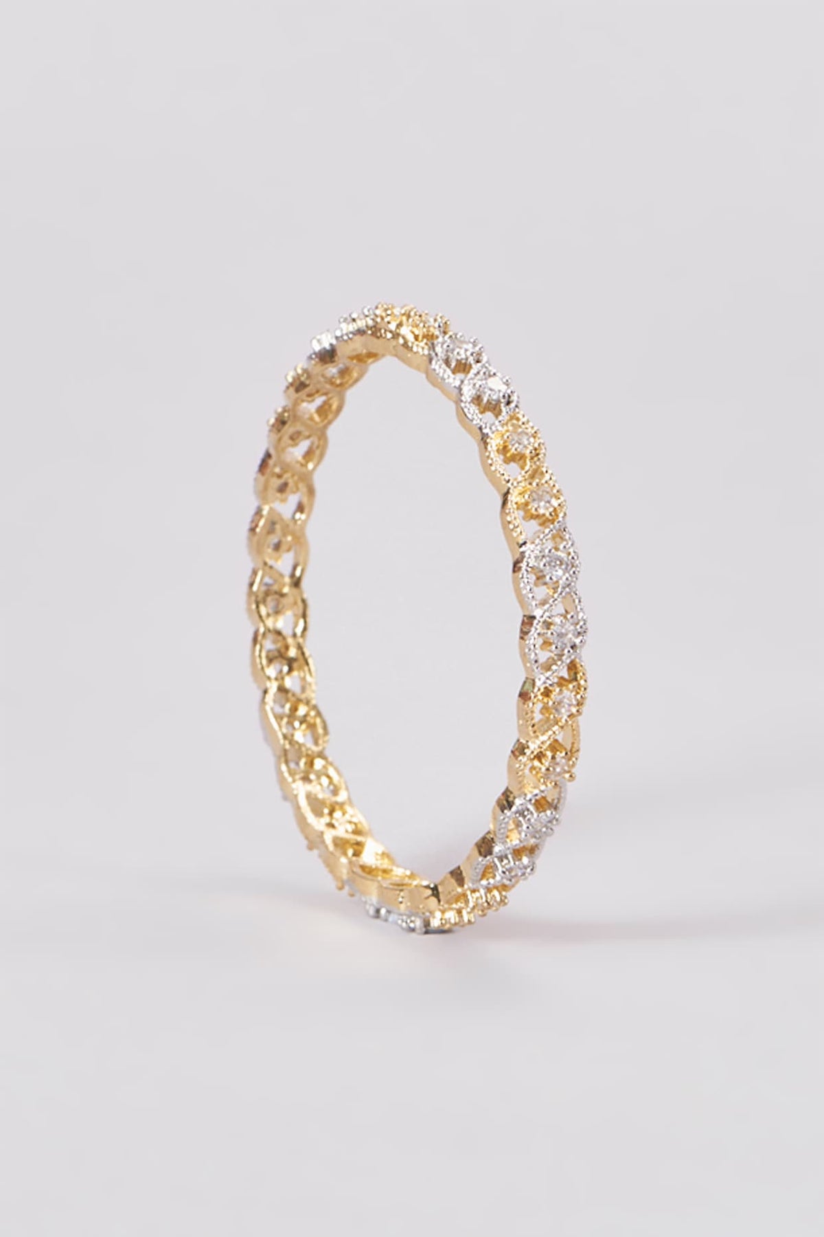 Gold Finish Zircon Bangles (Set of 4)
