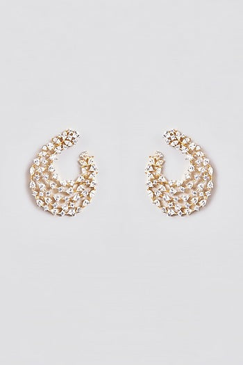 Gold Finish Zircon Stud Earrings