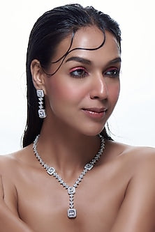 White Finish Zircon Necklace Set