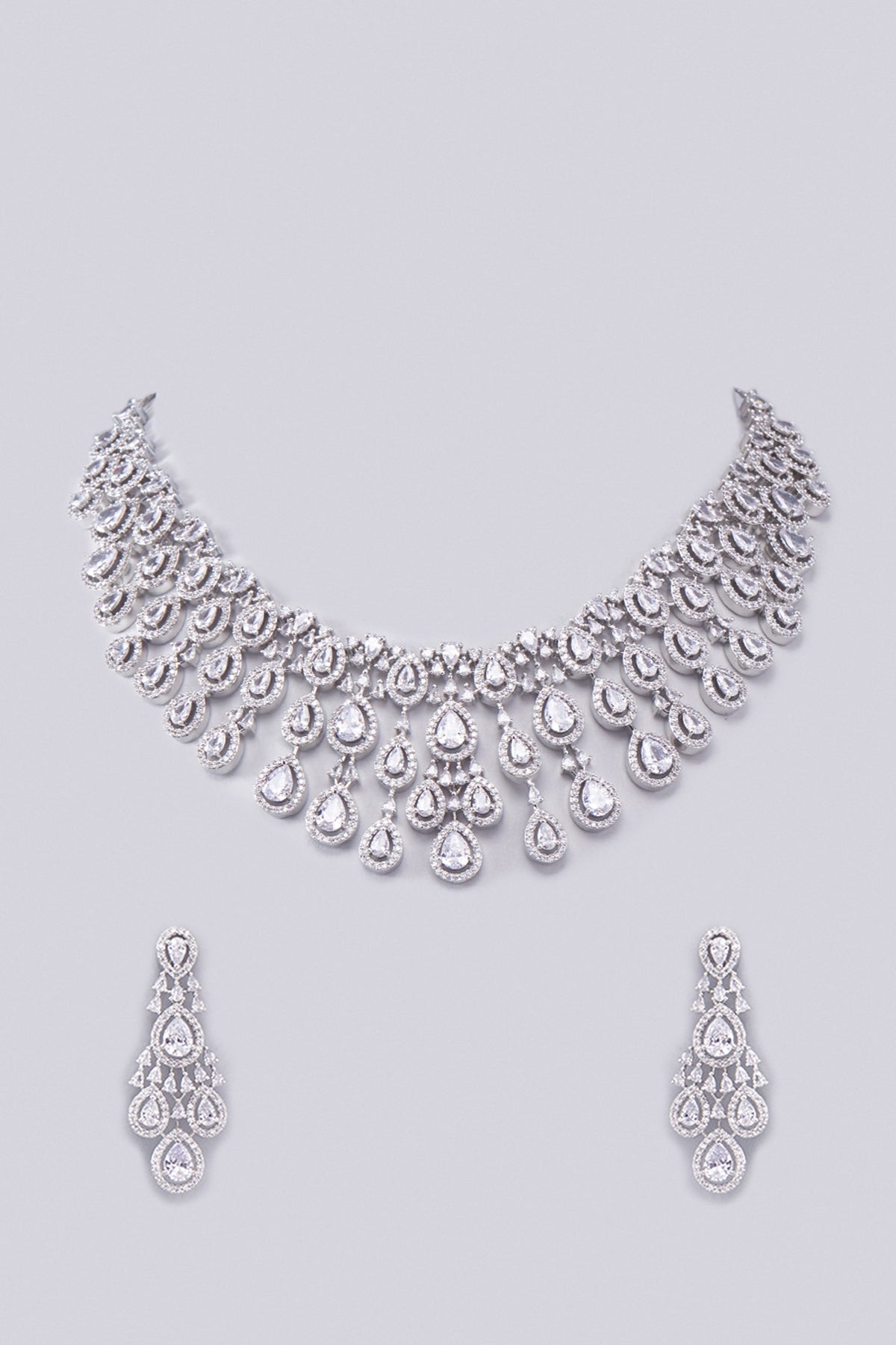 White Finish Zircon Necklace Set