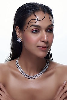 White Finish Zircon Necklace Set