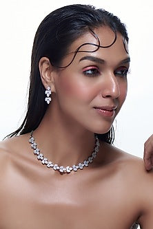 White Finish Zircon Necklace Set