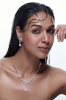 White Finish Zircon Necklace Set