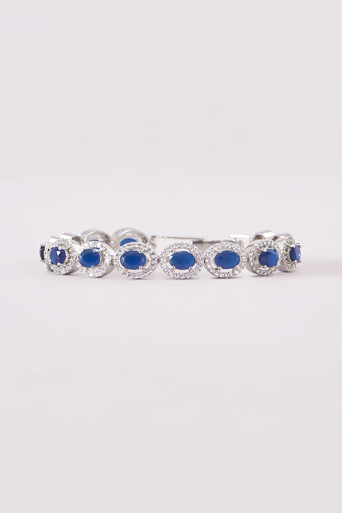 White Finish Zircon & Blue Stone Bracelet