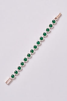 Rose Gold Finish Zircon & Green Stone Bracelet