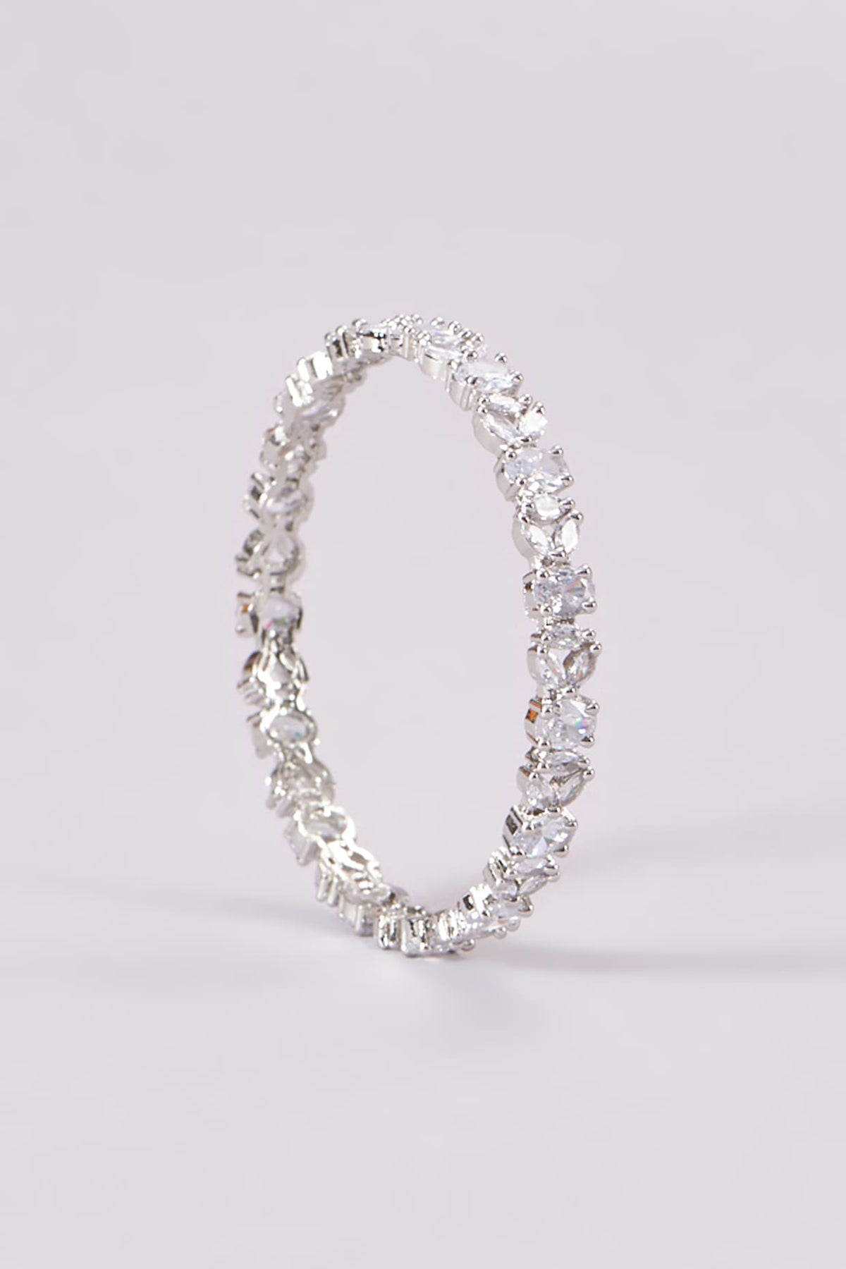 White Finish Zircon Bangles (Set Of 2)