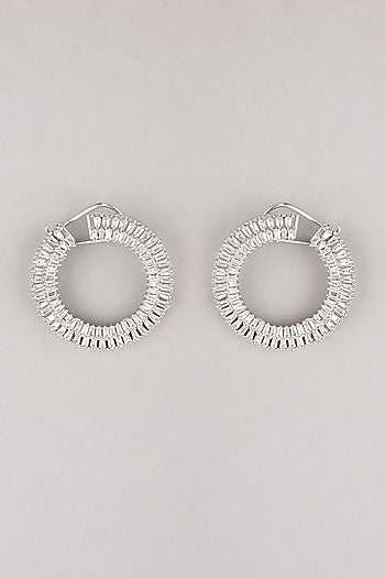 White Finish Zircon Hoop Earrings